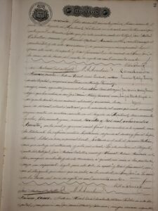 Fotografía de escritura de cancelación parcial de hipoteca de Martín Quirós Silva y Vidal Quirós Escalante